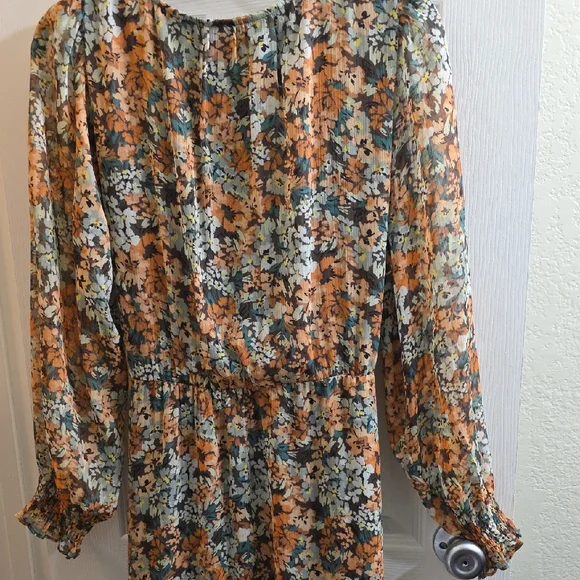 LC Lauren Conrad Autumn Floral Maxi Wrap Dress Size M - Picture 7 of 10